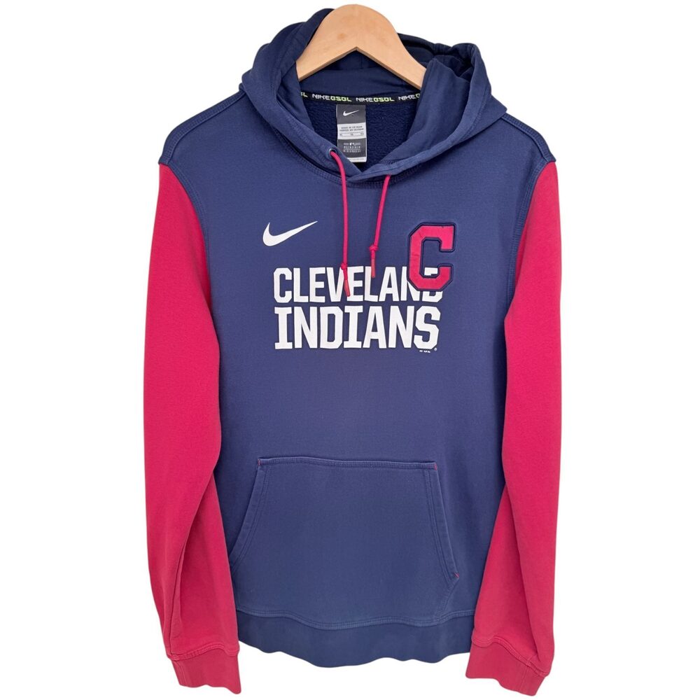 Cleveland Indians MLB Wordmark And Block C Logo Nike Hoodie Men's Extra Large